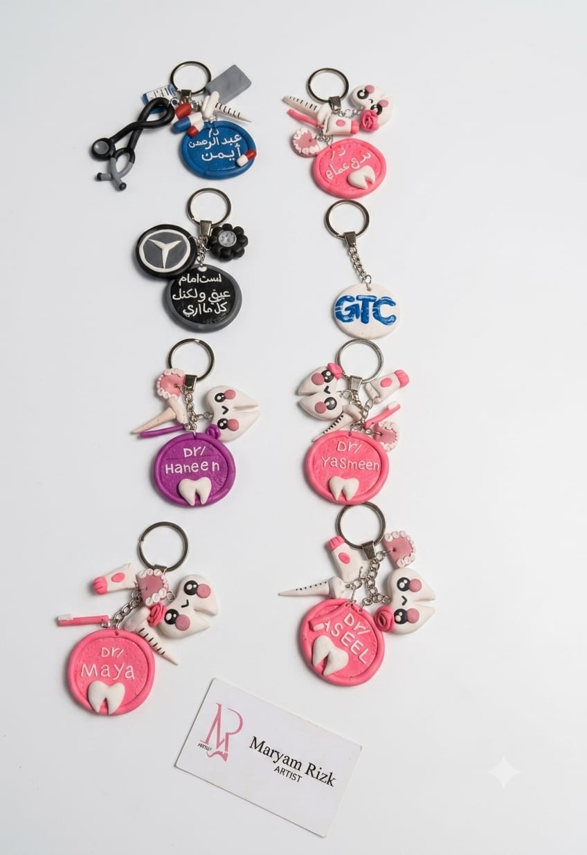 Collection of personalized dental keychains