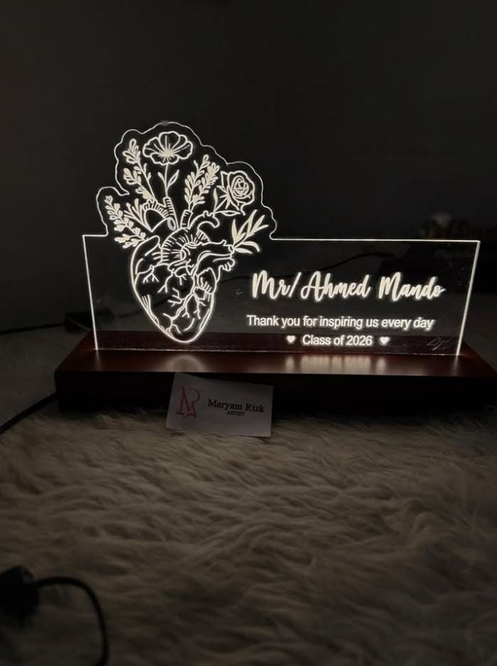 Illuminated floral appreciation plaque