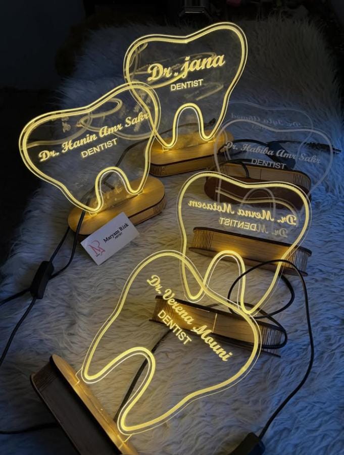 Illuminated dental name plaques