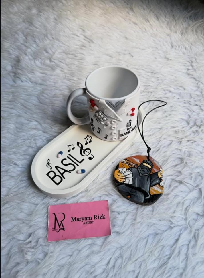 Personalized Arabic coffee set and keychain