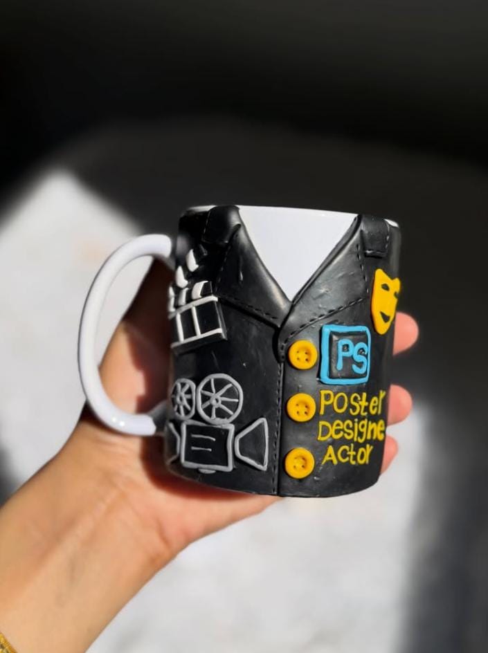 Black graphic designer themed mug